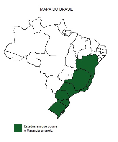 Mapa de ocorrência natural de Maracujá-doce (Passiflora alata) no Brasil
